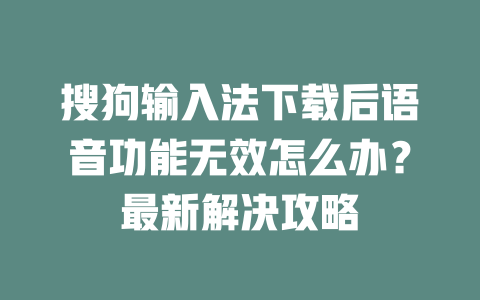搜狗输入法下载后语音功能无效怎么办？最新解决攻略 二