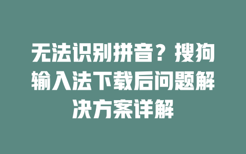 无法识别拼音？搜狗输入法下载后问题解决方案详解 二