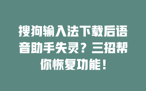 搜狗输入法下载后语音助手失灵?三招帮你恢复功能! 二